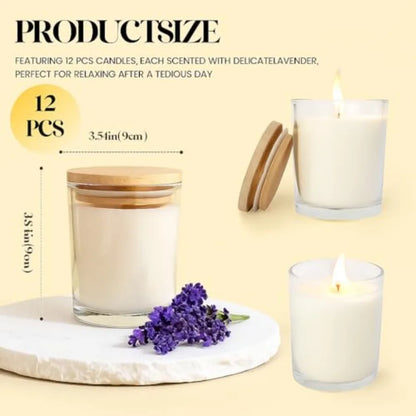 12 PCS 6oz Scented Candles Set Pure Soy Wax Aromatherapy Candles Relaxing Home Fragrance Bulk Gift Box for Wedding Party Favors