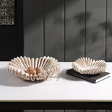Marble Ruffle Bowl for Kitchen Counter and Living Room Travertine Scallop Bowl for Fruit Jewelry Decorative Tray for Home Decor