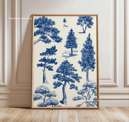Retro Japanese Forest & Koi Fish Zen Water Painting Canvas Poster Abstract Sun Waves Wall Art Printing for Peaceful Home Decor