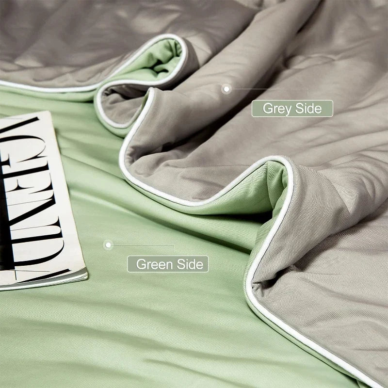 Air Condition Comforter for Summer Pure Color Ice Silk Cooling Blanket Lightweight and Smooth Twin/King Size Cold Quilt