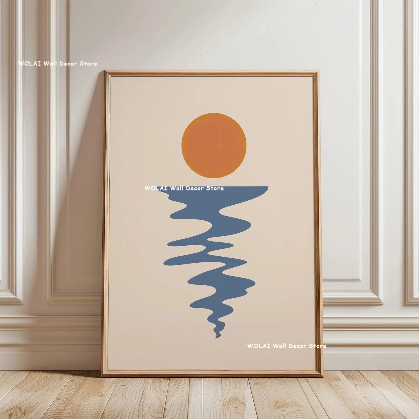 Retro Japanese Forest & Koi Fish Zen Water Painting Canvas Poster Abstract Sun Waves Wall Art Printing for Peaceful Home Decor