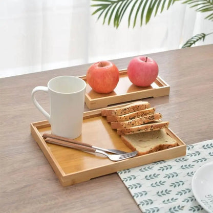 Rectangular Bamboo Tray Wooden Solid Color Fruit Snack Plates Kitchen Accessories Household Bread Tray