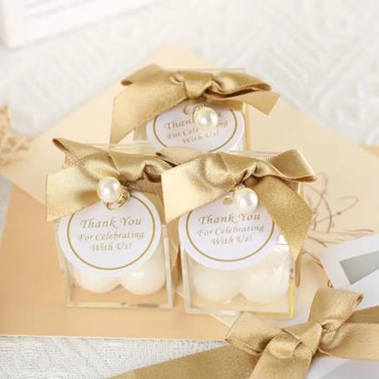 30 Sets Fully Assembled Small Bubble Candle Party Favors for Guests Bulk Bridal Showers Favors Candles with Stylish Ribbons Tha