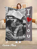 1 Piece Custom Photo Personalized Flannel Blanket - Ideal Gift for Christmas, Halloween, Birthdays, and Anniversaries, Soft, Warm, Comfortable, Skin-Friendly, Machine Washable Blanket, Suitable for Sofa, Bed, Car, Camping, Of