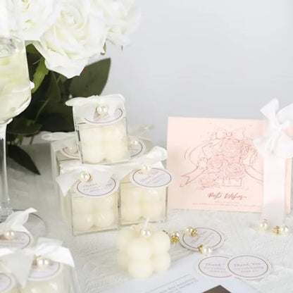 30 Sets Fully Assembled Small Bubble Candle Party Favors for Guests Bulk Bridal Showers Favors Candles with Stylish Ribbons Tha