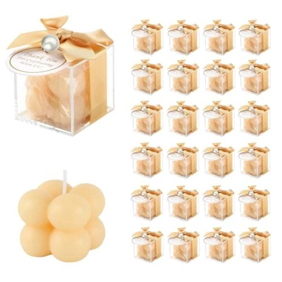 30 Sets Fully Assembled Small Bubble Candle Party Favors for Guests Bulk Bridal Showers Favors Candles with Stylish Ribbons Tha
