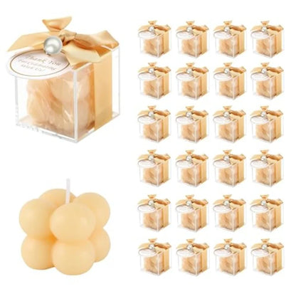 30 Sets Fully Assembled Small Bubble Candle Party Favors for Guests Bulk Bridal Showers Favors Candles with Stylish Ribbons Tha