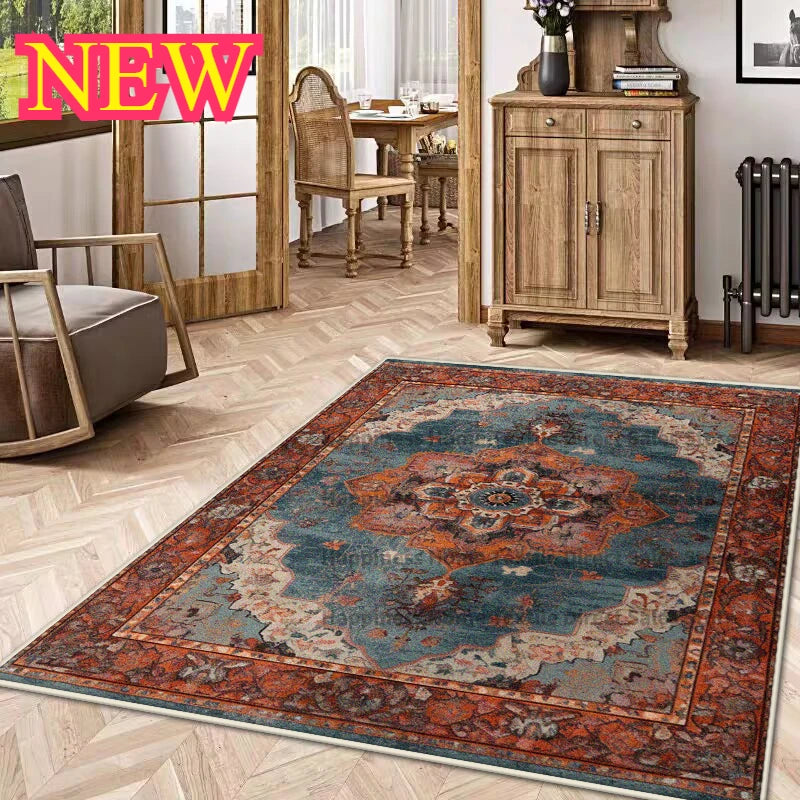 Persian Luxury Rugs for Bedroom Retro Red Home Decor Carpets for Living Room Soft Washable Non-slip Washroom Floor Mats Alfombra