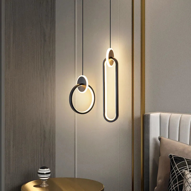 LED pendant light modern minimalist bedroom dining room golden black hanging light bedside reading light LED decorative pendant