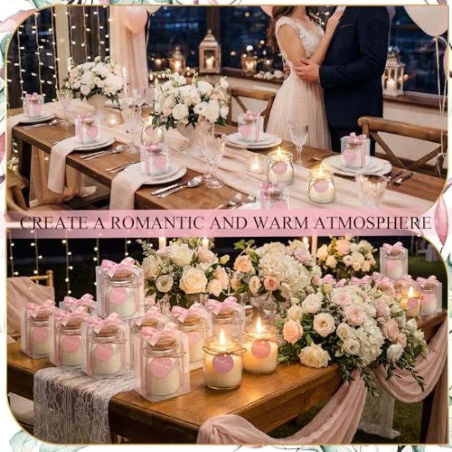 Sets Candle for Guests Thank You Candles Gift Bulk Glass Jars Scented Soy Wax with Clear Gift Box for Bridesmaid Groomsman Brid