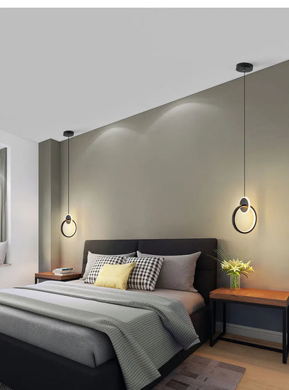 LED pendant light modern minimalist bedroom dining room golden black hanging light bedside reading light LED decorative pendant