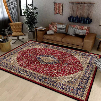 Persian Luxury Rugs for Bedroom Retro Red Home Decor Carpets for Living Room Soft Washable Non-slip Washroom Floor Mats Alfombra