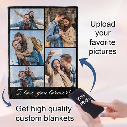 1pc Customized Blanket With Your Family Photo Warm Personalized Blankets for Lover Mom for Mothers' Day Fathers Bithday Gifts