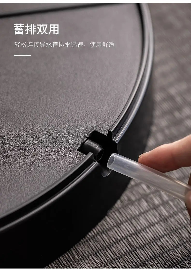 Ceramic round tea tray, dual-purpose for household water storage and drainage, tea sea, and outdoor tea tray