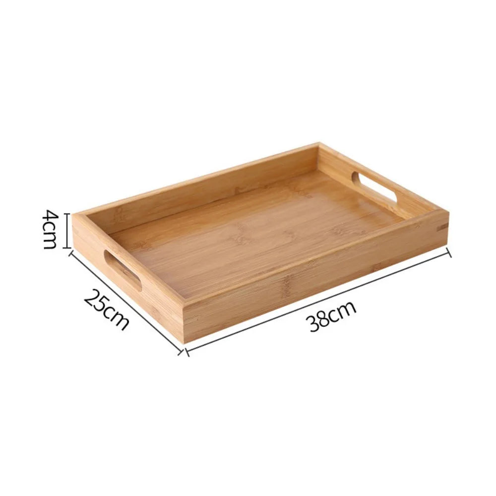 Retro Rectangular Storage Tray household Bamboo Tea Tray Solid Wood Storage Plate Home Living Room