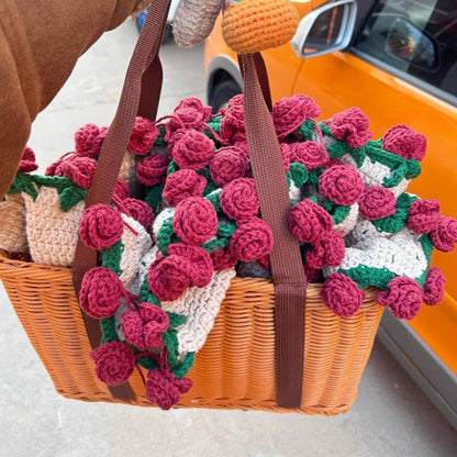 Rose Blanket Bouquet With Gift Bag Crochet Handmade Blanket of Roses Birthday Valentine's Day Gift for Girlfriend