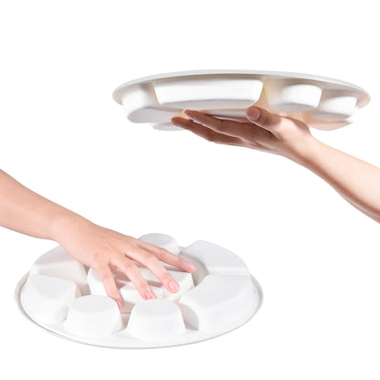 9 Compartment Divided Plate, Round Heavy Duty Serving Tray Made of Sugarcane for Wedding, Events,Parties,Holidays,Catering & BBQ