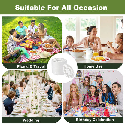 9 Compartment Divided Plate, Round Heavy Duty Serving Tray Made of Sugarcane for Wedding, Events,Parties,Holidays,Catering & BBQ