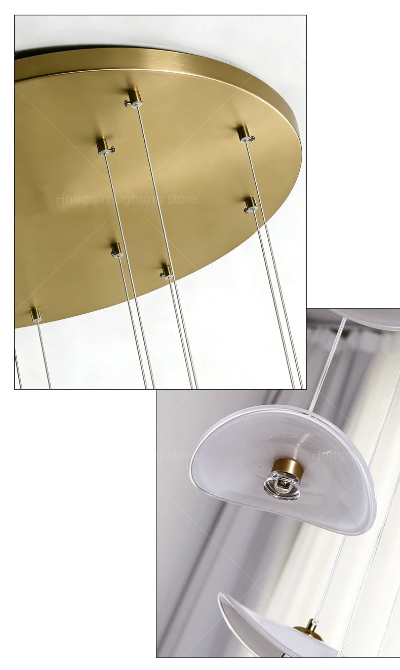 Luxury Stair Chandelier Pendant Light Lighting Duplex Loft Glass Hanging Lamp Nordic Minimalist Long Staircase Chandelier Lustre