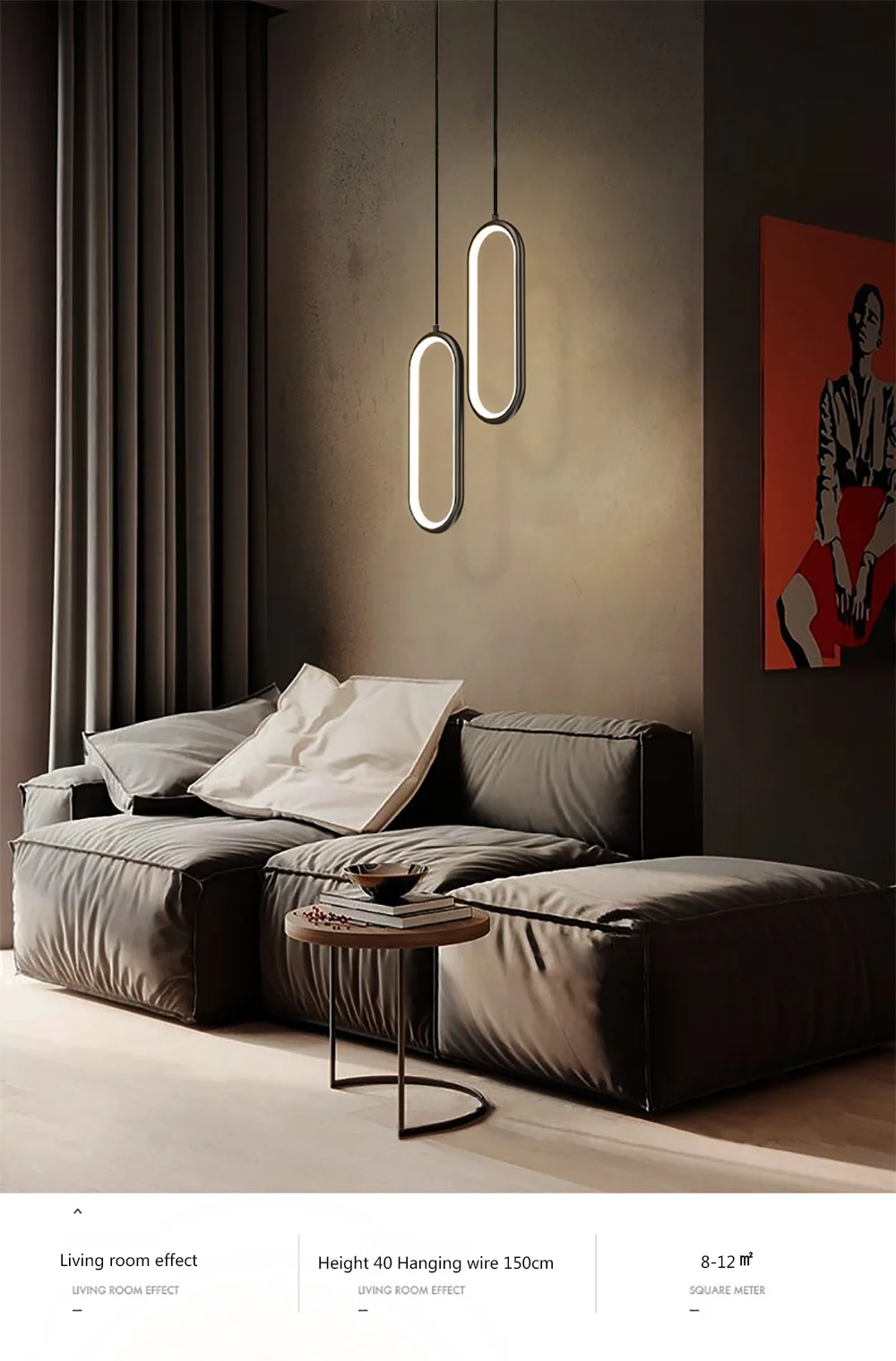 LED pendant light modern minimalist bedroom dining room golden black hanging light bedside reading light LED decorative pendant