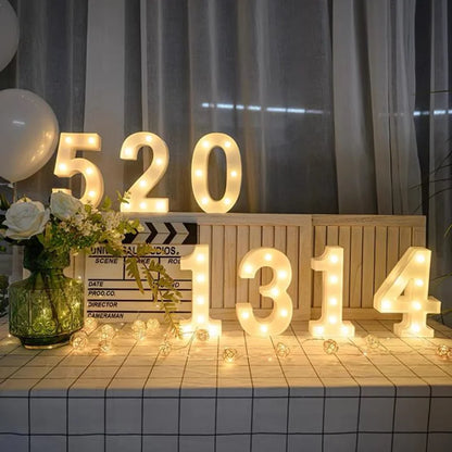 Alphabet Letter LED Lights Luminous Number Lamp Battery Warm Night Light for home Wedding Birthday Christmas party Decoration