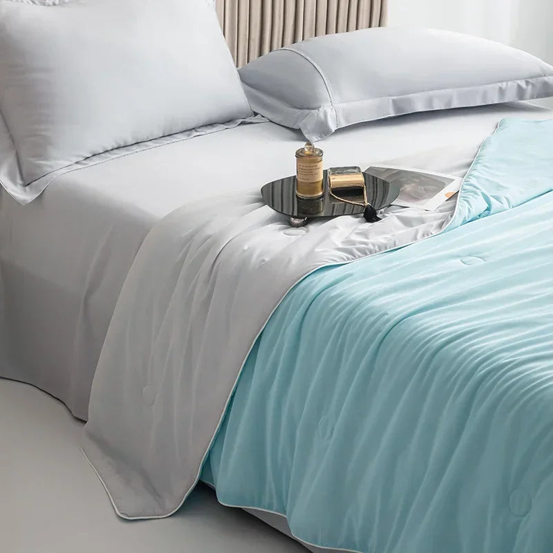 Air Condition Comforter for Summer Pure Color Ice Silk Cooling Blanket Lightweight and Smooth Twin/King Size Cold Quilt