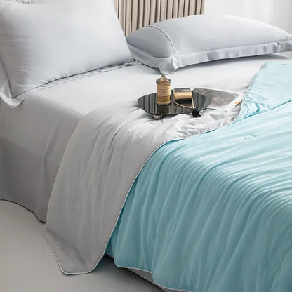 Air Condition Comforter for Summer Pure Color Ice Silk Cooling Blanket Lightweight and Smooth Twin/King Size Cold Quilt
