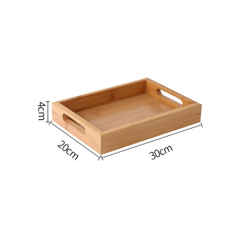 Retro Rectangular Storage Tray household Bamboo Tea Tray Solid Wood Storage Plate Home Living Room