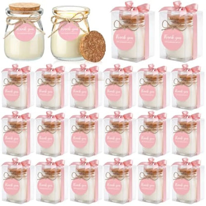Sets Candle for Guests Thank You Candles Gift Bulk Glass Jars Scented Soy Wax with Clear Gift Box for Bridesmaid Groomsman Brid