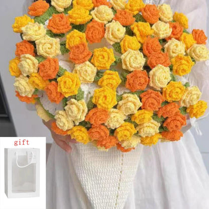 Rose Blanket Bouquet With Gift Bag Crochet Handmade Blanket of Roses Birthday Valentine's Day Gift for Girlfriend