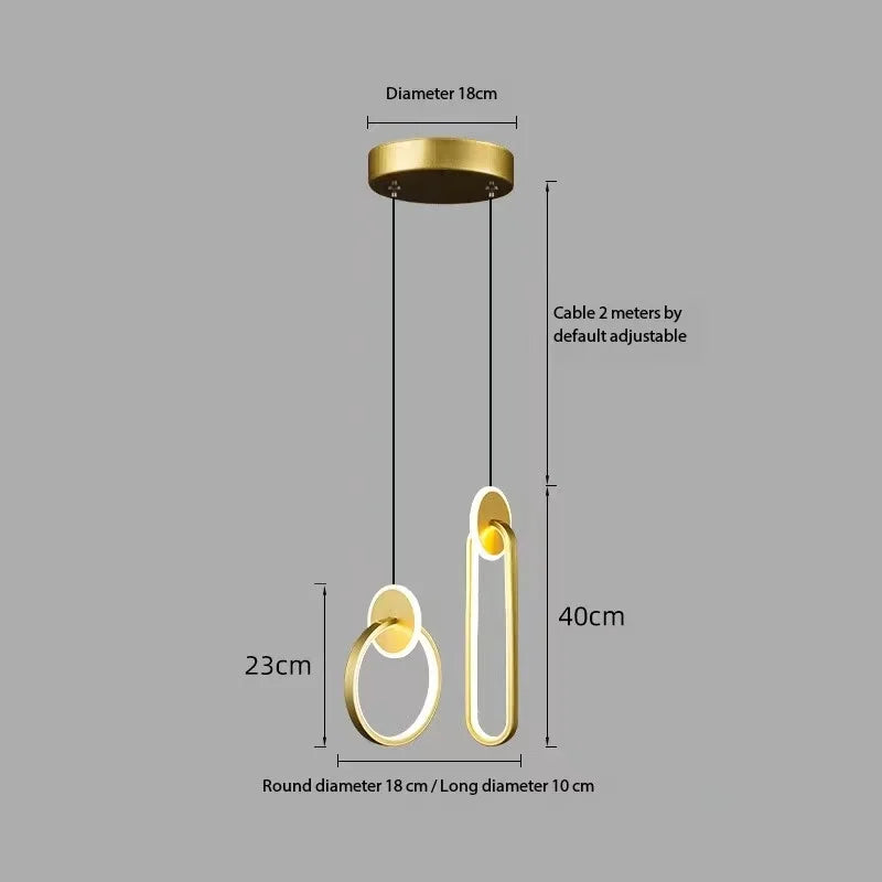 LED pendant light modern minimalist bedroom dining room golden black hanging light bedside reading light LED decorative pendant