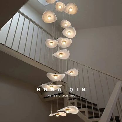 Luxury Stair Chandelier Pendant Light Lighting Duplex Loft Glass Hanging Lamp Nordic Minimalist Long Staircase Chandelier Lustre