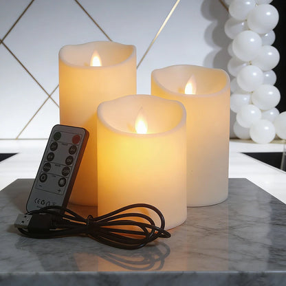 3pcs/set USB Rechargeable Flameless Electric Led Candles With Remote Control,Valentine Day Gifts,Home Decor.,Wedding Decoration