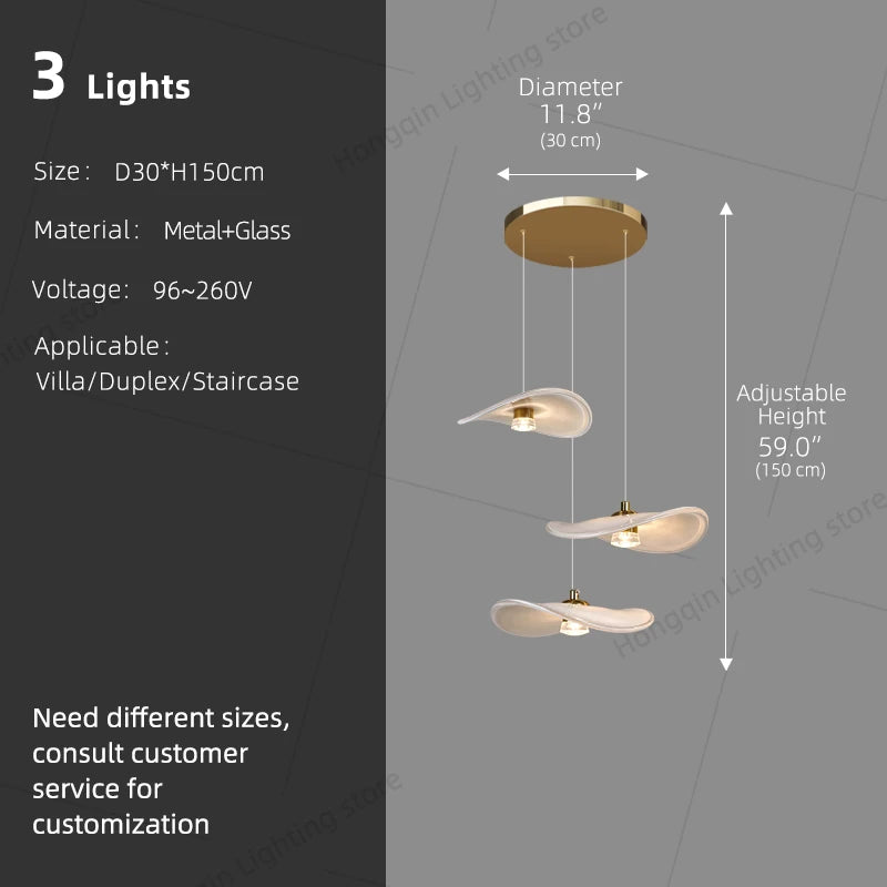 Luxury Stair Chandelier Pendant Light Lighting Duplex Loft Glass Hanging Lamp Nordic Minimalist Long Staircase Chandelier Lustre