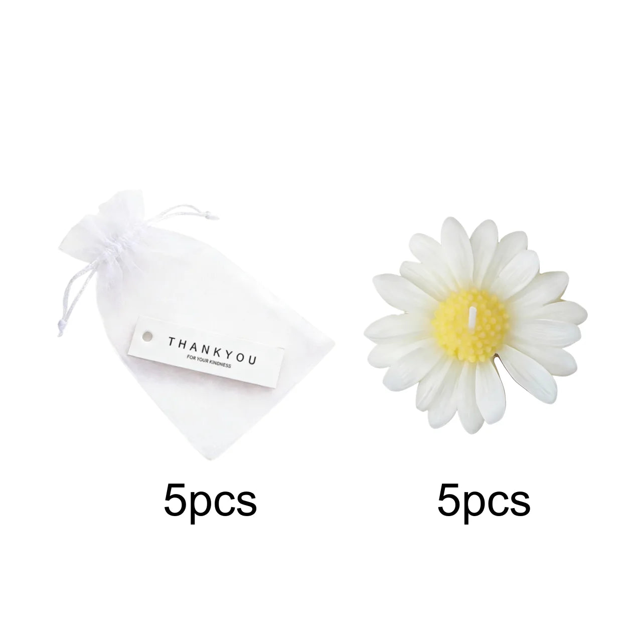 1pc/5pcs/10pcs Daisy Shaped Candles Set - Wedding Favors Gift Basket, Bridal Shower Decor, Scented Soy Wax For Home Fragrance
