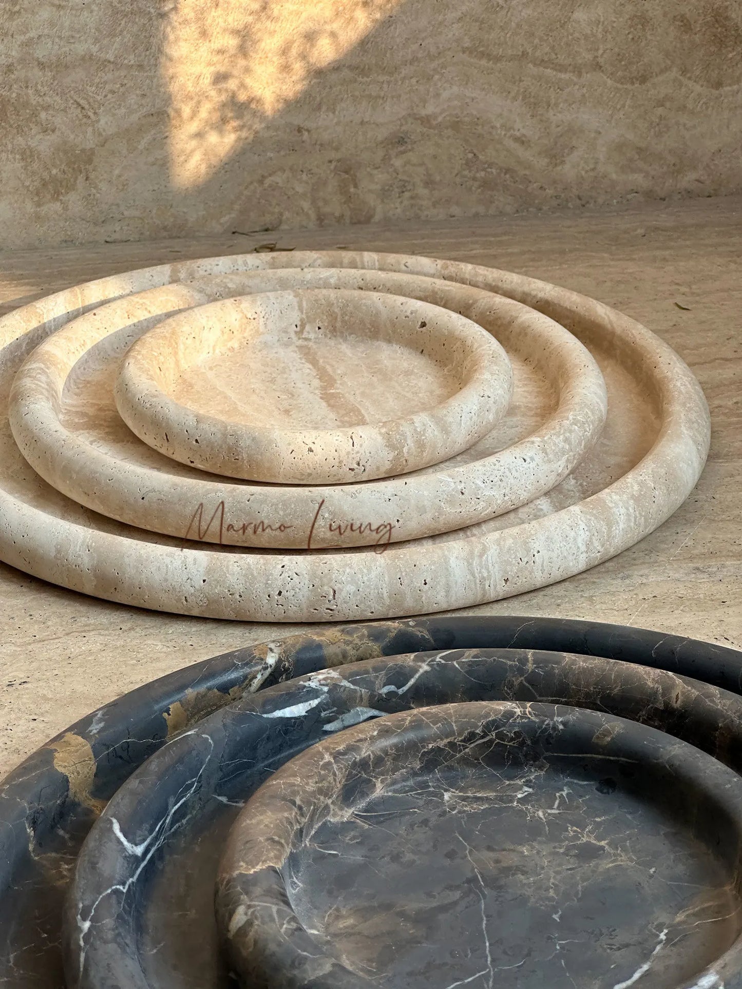 Wabi Sabi Natural Stone Tray Decor Bowl Fruit Plate Jewelry Organizer Living Room Coffee Table