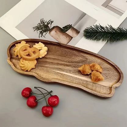 Japanese Style Acacia Wood Tray Rectangular Serving Plate Heat Resistant Wooden Tea Cup Plate Ellipse Bread Board Random Grain