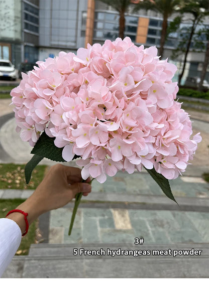 5 Heads Hydrangea Bouquet Silk Artificial Flowers for Party Wedding Living Room Decoration Accessories Home Decor Fake Flowers