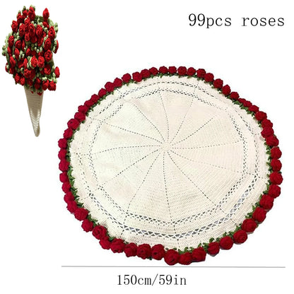 Rose Blanket Bouquet With Gift Bag Crochet Handmade Blanket of Roses Birthday Valentine's Day Gift for Girlfriend
