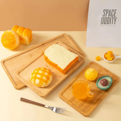 Bamboo Wooden Rectangular Serving Tray Tea Cup Trays Tableware Food Tray Storage Tray For Kitchen Party Tea Bar