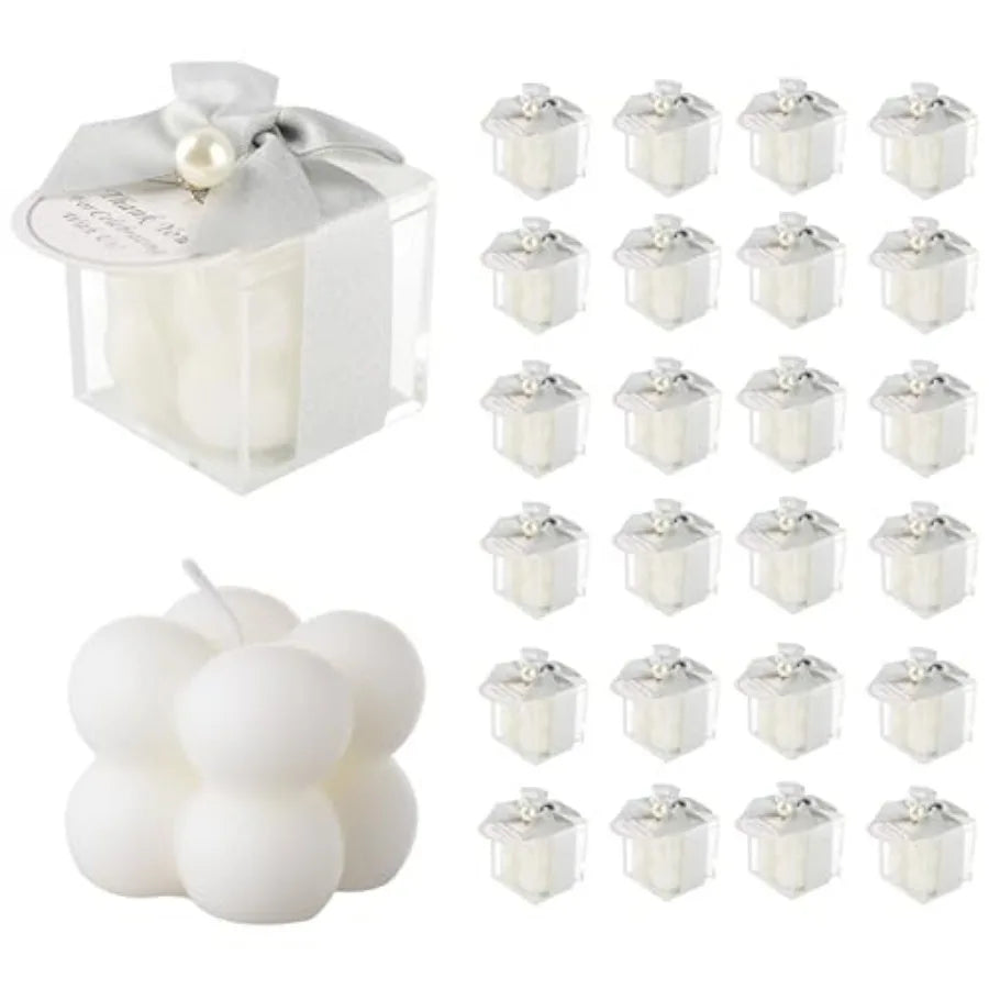 30 Sets Fully Assembled Small Bubble Candle Party Favors for Guests Bulk Bridal Showers Favors Candles with Stylish Ribbons Tha