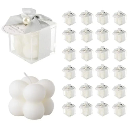 30 Sets Fully Assembled Small Bubble Candle Party Favors for Guests Bulk Bridal Showers Favors Candles with Stylish Ribbons Tha