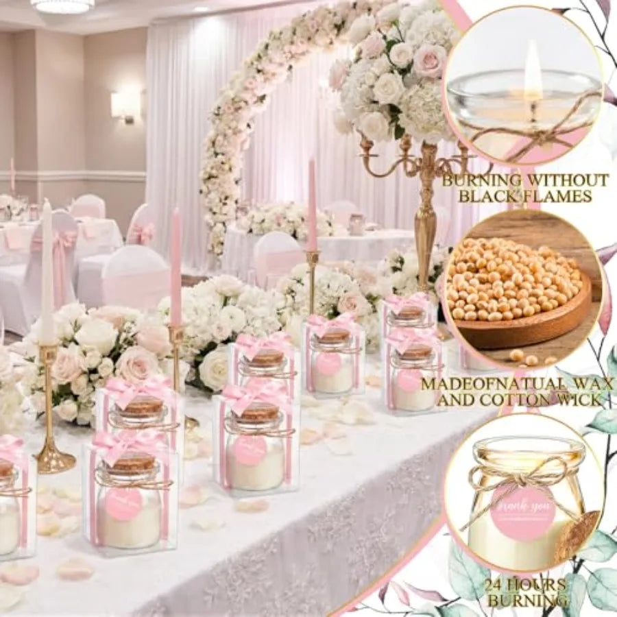 Sets Candle for Guests Thank You Candles Gift Bulk Glass Jars Scented Soy Wax with Clear Gift Box for Bridesmaid Groomsman Brid