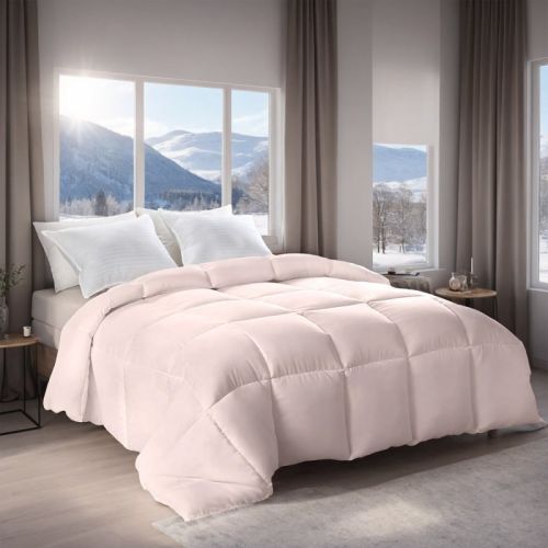 Pink Extra Large Plump Thick Duvet - Winter Enhanced Warmth With Skin-friendly Comfort. Bohemian Minimalist Checkered Design, Luxury Hotel-grade