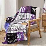 Nurse Mom Throw Blanket Nothing Scares Me Flannel Blanket for Women Funny Fleece Blanket