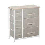 7-Drawer Fabric Dresser with Easy-Pull Bins, Metal Frame for Bedroom Storage, Gray