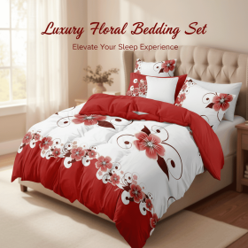Duvet Cover Set 5-Piece, Queen Size - Includes Duvet Cover with Ties, 2 Pillowcases & 2 Decorative Shams | Ultra-Soft Microfiber Bedding Set