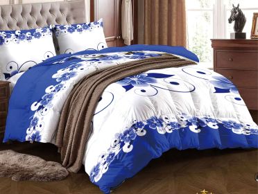 Blue White Floral Duvet Cover Set 3 Piece, Queen Size - Ultra Soft Microfiber Bedding Set with 2 Pillowcases (20x30 Inches) | Machine Washable