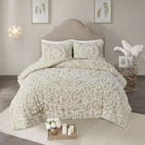 Tufted Cotton Chenille Medallion Fringe Coverlet Mini Set