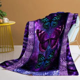 1pc Cozy Butterfly Printed Flannel Blanket - Soft, Warm, And Lightweight Throw For Couch, Sofa, Office, Bed, Camping